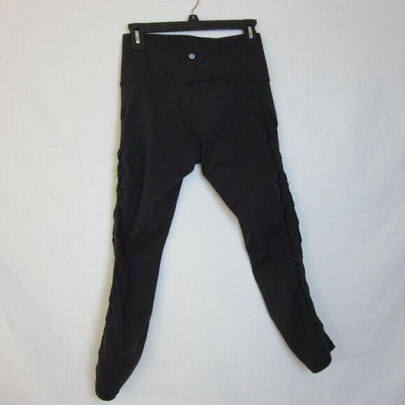 Lululemon Leggings Black Braided Mesh Gym Athletic Comfy 7/8 Length Women's 8 - Picture 6 of 7